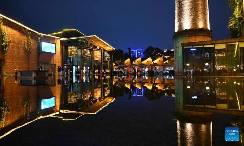 This photo shows a night view of Taoxichuan cultural and creative block in Jingdezhen, east China's Jiangxi Province, June 5, 2024. (Photo: Xinhua)