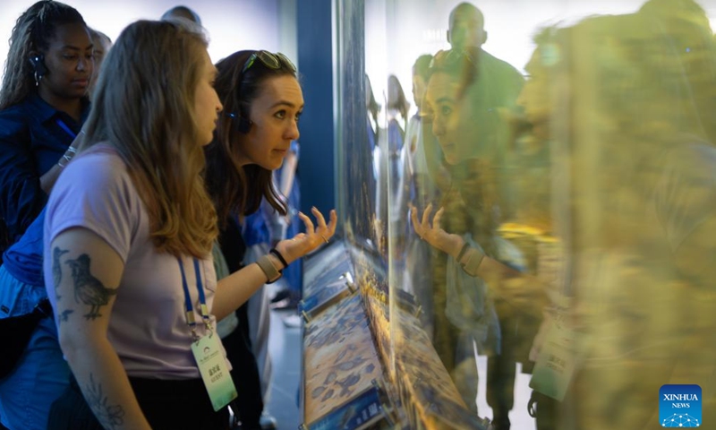 Participants taking part in a China-U.S. youth exchange program visit a conservation center for Yangtze River rare fishes in Yichang, central China's Hubei Province, June 11, 2024.(Xinhua/Du Zixuan)