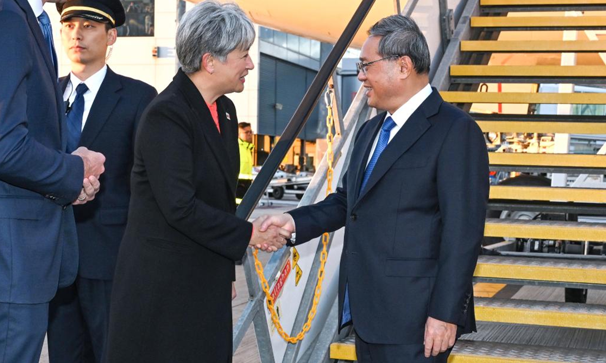 Chinese Premier Li Qiang arrives in Adelaide, Australia, June 15, 2024, for an official visit to Australia. During his stay, Li and Australian Prime Minister Anthony Albanese will co-chair the ninth China-Australia Annual Leaders' Meeting and jointly attend a China-Australia CEO Roundtable Meeting. (Xinhua/Rao Aimin)