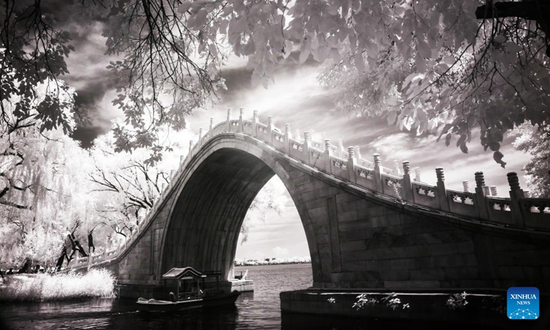 This photo taken on June 14, 2024 shows an infrared view of the Summer Palace in Beijing, capital of China. (Photo: Xinhua)