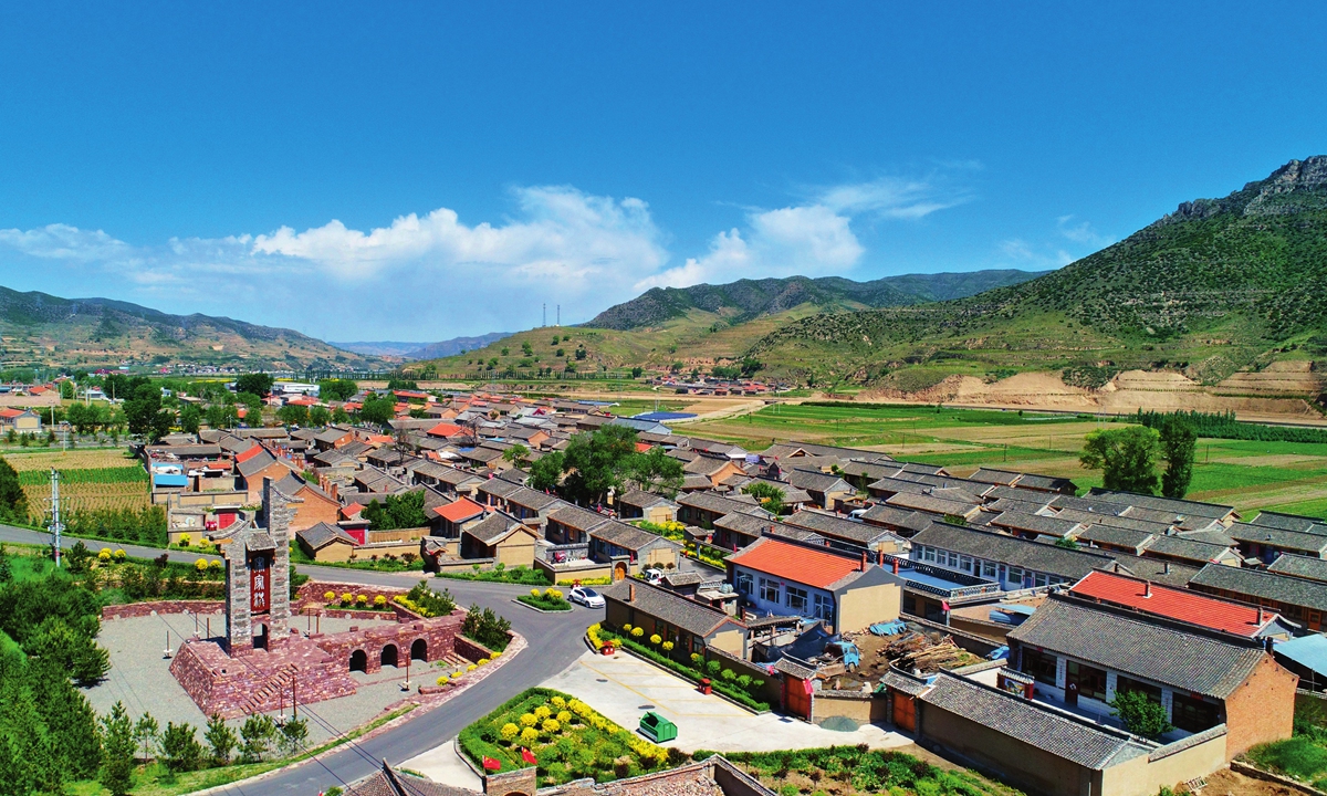 The aerial view of relocated Songjiagou village Photo: Courtesy of China Rural Revitalization magazine