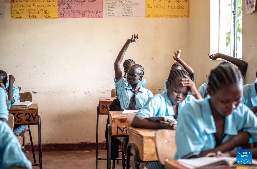 Students have a class at Lifeworks Tumaini Girls Secondary School at Kakuma refugee camp in Turkana, Kenya, June 18, 2024. The school was established in 2014 and supported by UNHCR and the government of Kenya. There are more than 300 students from ten countries, including South Sudan, Ethiopia, Somalia, the Democratic Republic of the Congo and Kenya.(Photo: Xinhua)