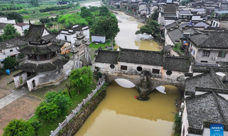 An aerial photo taken on June 22, 2024 shows the ancient architecture complex in Xucun Village of Xucun Town, Huangshan City, east China's Anhui Province. 