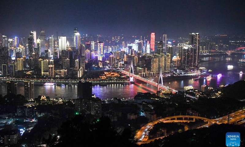 A night view of southwest China's Chongqing Municipality is seen on July 6, 2024. (Xinhua/Wang Quanchao)