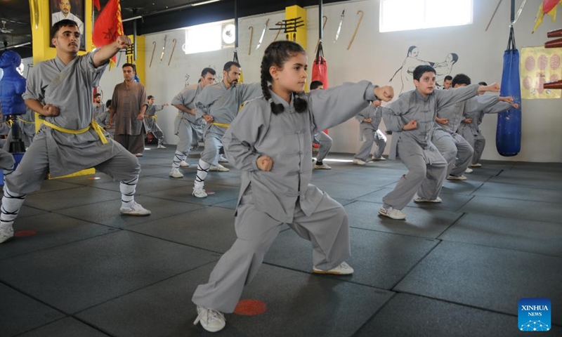 Chinese martial arts enthusiasts practice at a Wushu club in Sulaymaniyah, Iraq, June 12, 2024.(Photo: Xinhua)