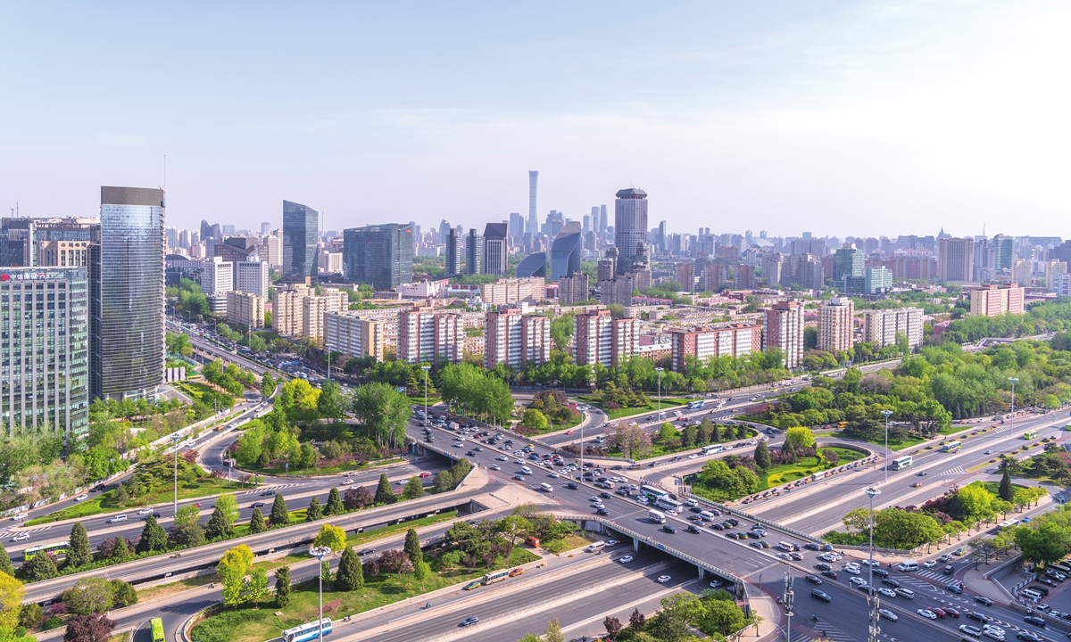 A view of Sanyuanqiao, one of Beijing's major overpasses Photo: VCG