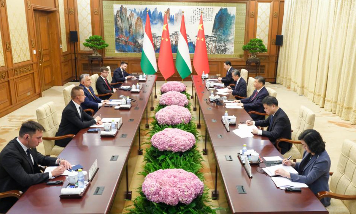 Chinese President Xi Jinping meets with Hungary's Prime Minister Viktor Orban at the Diaoyutai State Guesthouse in Beijing, capital of China, July 8, 2024. Photo:Xinhua 