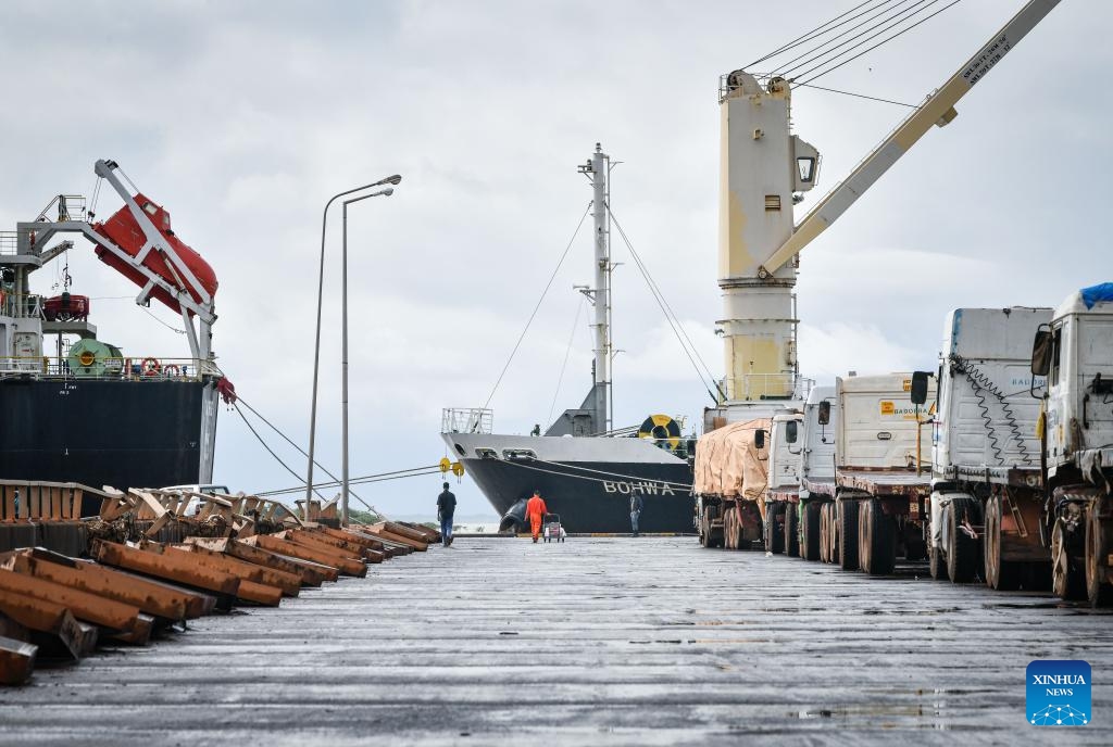 This photo taken on July 7, 2024 shows a view of the port of Bissau in Bissau, Guinea-Bissau. Guinea-Bissau is located on the west coast of Africa, bordering Senegal in the north, Guinea in the east and south, and the Atlantic Ocean in the west. Bissau is the capital of Guinea-Bissau, as well as the political, economic and cultural center of the country. (Photo: Xinhua)