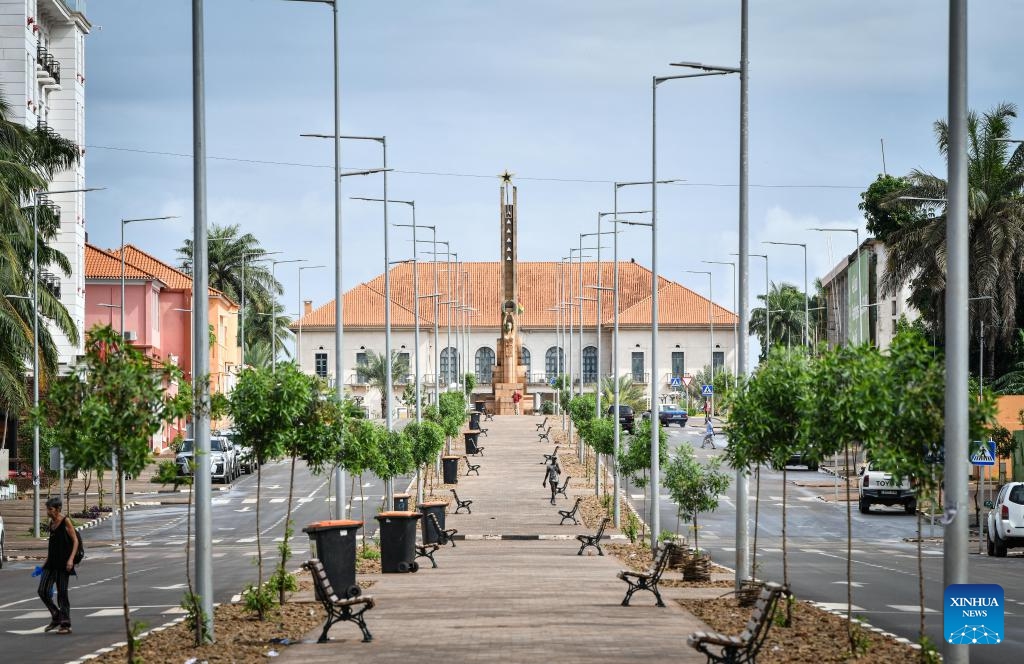 This photo taken on July 7, 2024 shows a street view in Bissau, Guinea-Bissau. Guinea-Bissau is located on the west coast of Africa, bordering Senegal in the north, Guinea in the east and south, and the Atlantic Ocean in the west. Bissau is the capital of Guinea-Bissau, as well as the political, economic and cultural center of the country. (Photo: Xinhua)