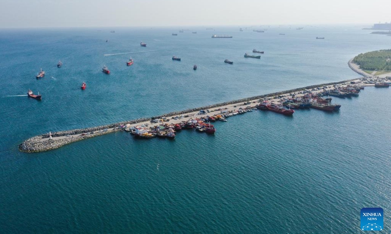 A drone photo taken on July 9, 2024 shows an entrance to the Bosphorus Strait in Istanbul, Türkiye. (Photo: Xinhua)