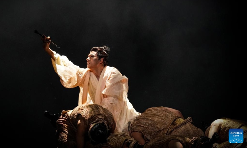 An actor performs during the dance drama The Exploitation of Nature's Works (Tian Gong Kai Wu) in Nanchang, east China's Jiangxi Province, June 1, 2024. (Jiangxi Cultural Performance Group/Handout via Xinhua)