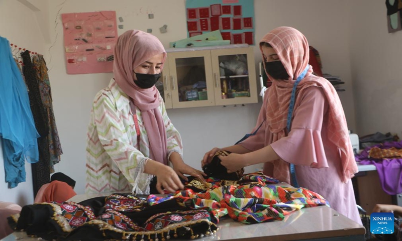 Women work at a tailor workshop run by a woman entrepreneur in Jawzjan province, Afghanistan, July 14, 2024. (Photo by Ahmad Zubair/Xinhua)