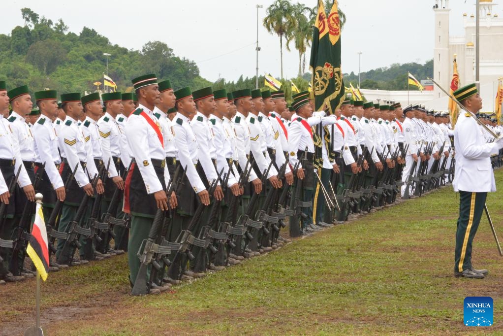 A traditional Grand Parade is held for the 78th birthday of Brunei's Sultan Haji Hassanal Bolkiah in Bandar Seri Begawan, capital of Brunei, July 15, 2024. (Photo: Xinhua)