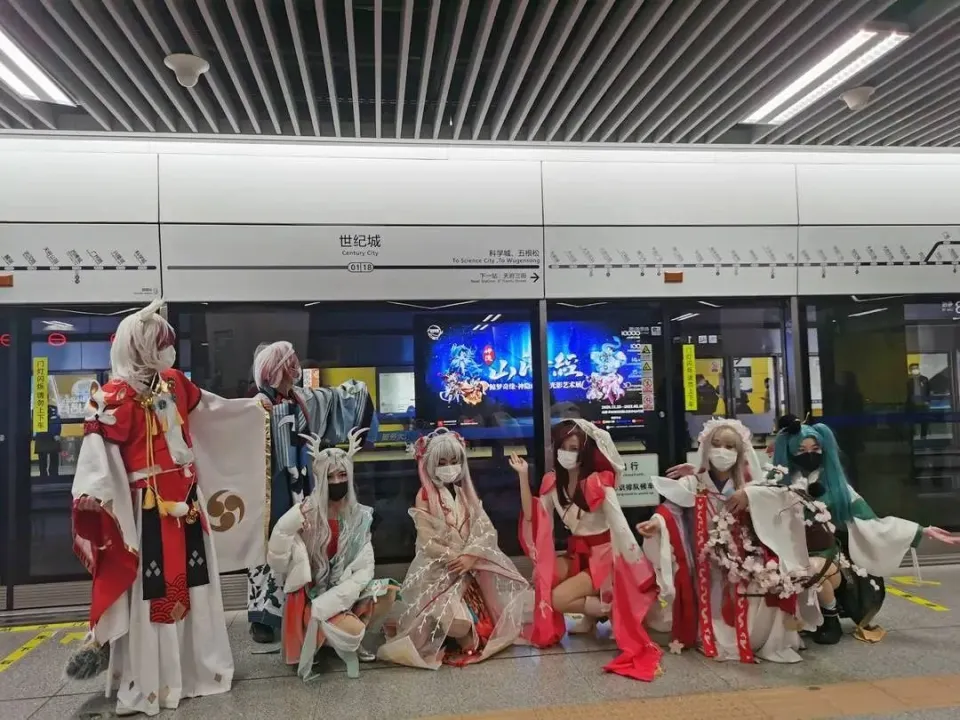 Cosplayers at the subway station