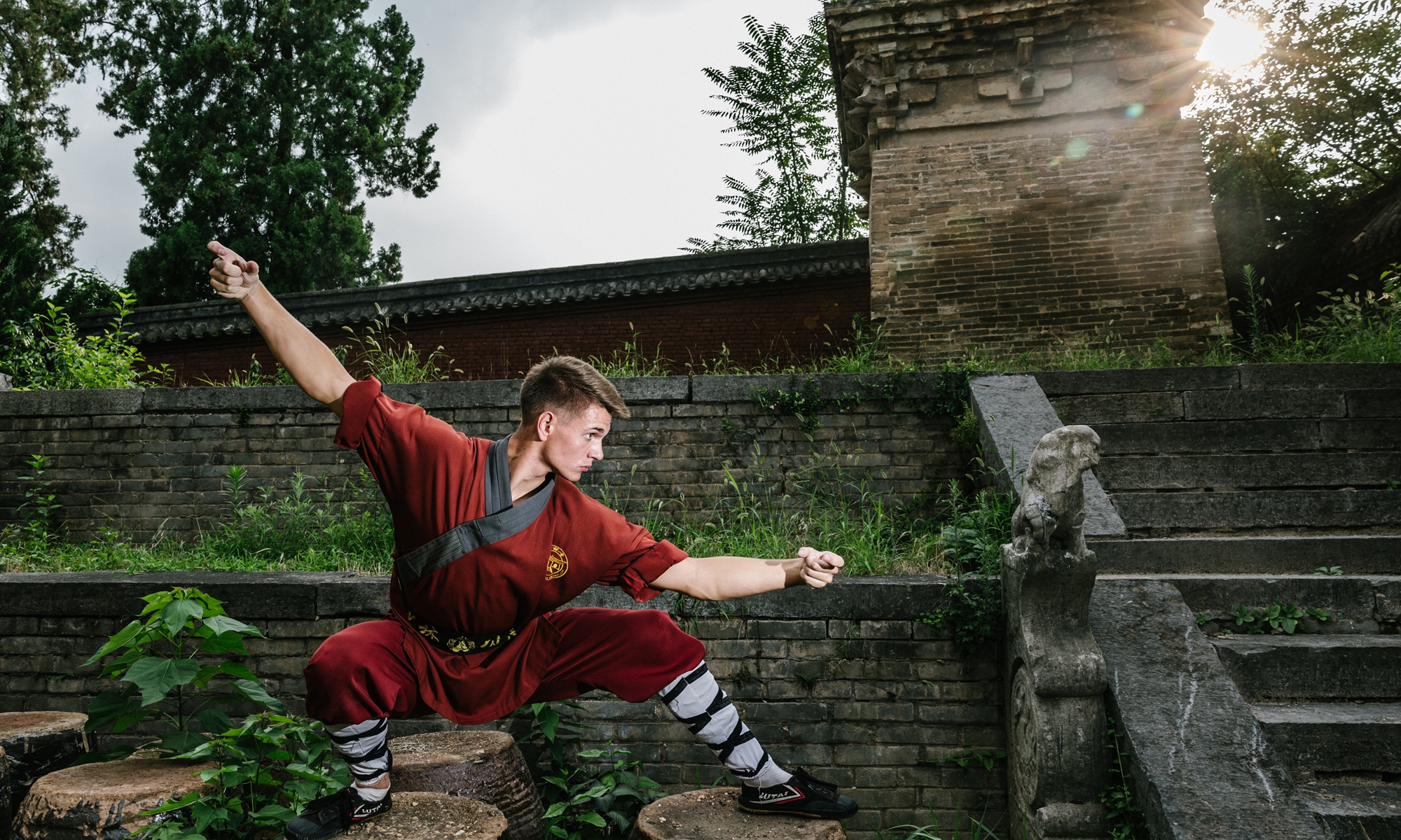 Clément Vaudagne, a young kung fu star from France, poses in the Shaolin Temple during the 2024 Shaolin Games Finals in Dengfeng county, Central China's Henan Province on July 13, 2024. Photo: Li Hao/GT
