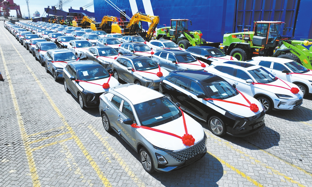 Cars made by Chinese companies park at Xiamen port, East China's Fujian Province, ready to be sent to Europe, on July 10, 2024 Photo: CFP