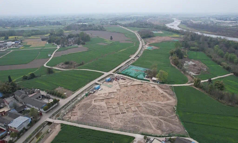 Sanxingdui Ruins excavation area in Guanghan, Southwest China's Sichuan Province. Photo: Snapshot of Xinhua News Agency
