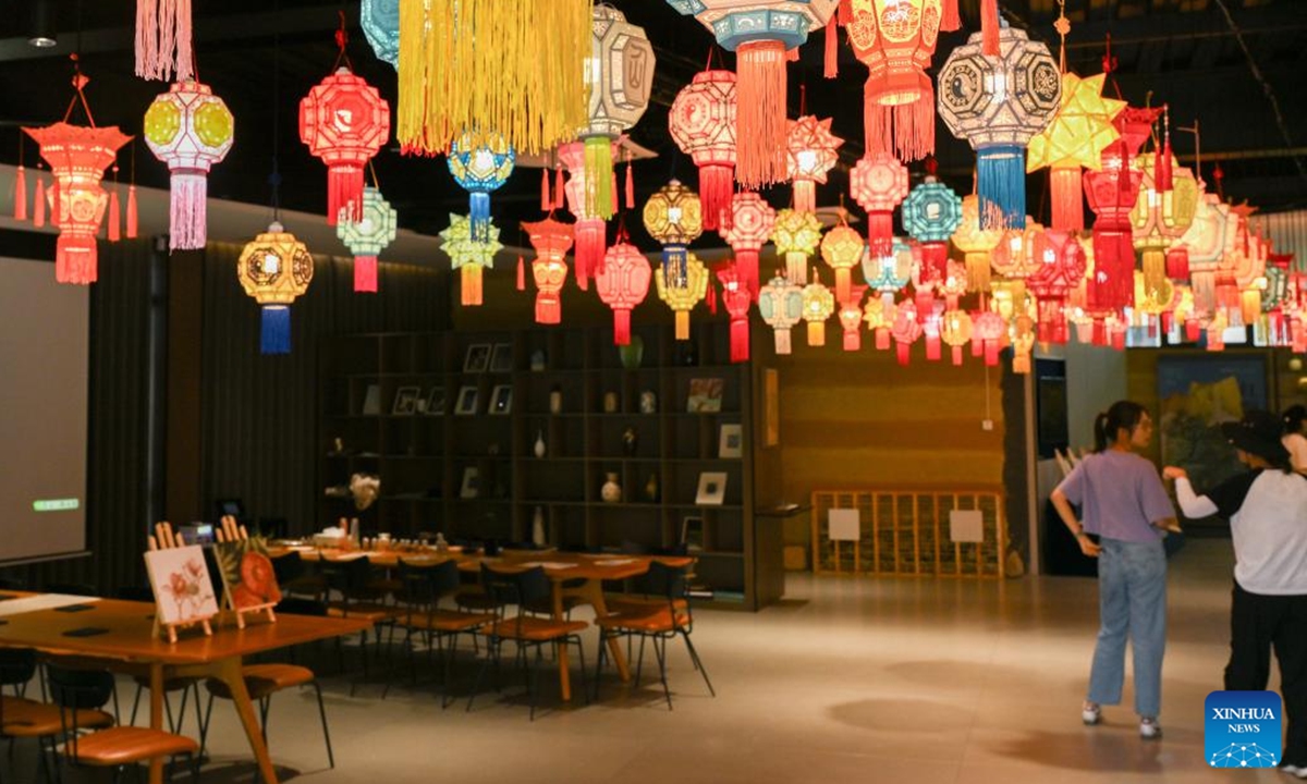 This photo shows Xianju lanterns at an art center in Shangye Village of Baita Town in Xianju County, east China's Zhejiang Province, July 28, 2024. Xianju County is rich in tourism resources. By tapping local characteristic cultural resources and introducing high-end boutique homestay projects, the local government has turned resource advantages into industrial advantages, igniting a new engine for rural revitalization. (Photo: Xinhua)