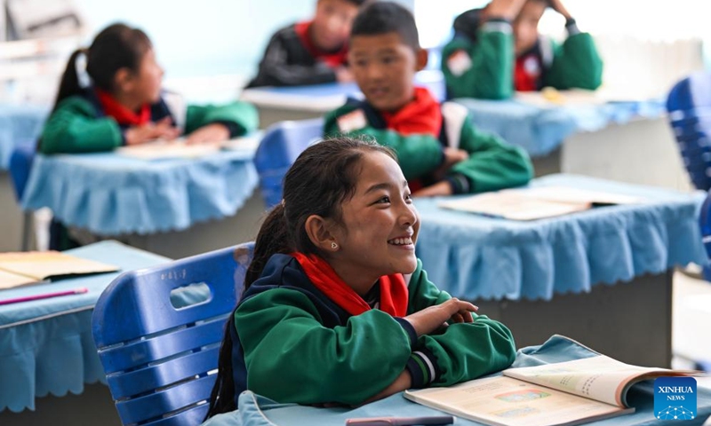 Pupils are pictured at a primary school in Maqen County, the Tibetan Autonomous Prefecture of Golog, northwest China's Qinghai Province, Sept. 2, 2023. Photo: Xinhua