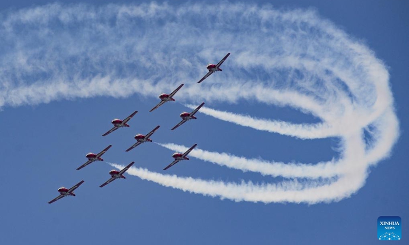 The Canadian Forces Snowbirds performs during the 2024 Abbotsford International Airshow in Abbotsford, Canada, Aug. 9, 2024. The three-day event kicked off here on Friday. Photo: Xinhua