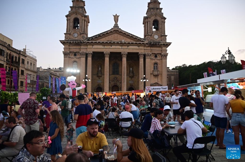 People visit the Malta International Food Festival in Floriana, Malta, on Aug. 11, 2024. Photo: Xinhua