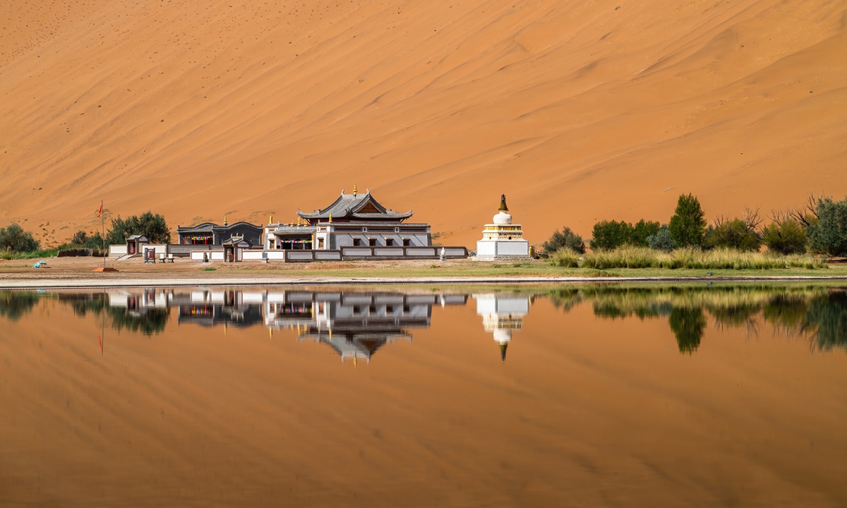 Badain Jaran Temple in the Badain Jaran Desert, North China's Inner Mongolia Autonomous Region.  Photo: VCG