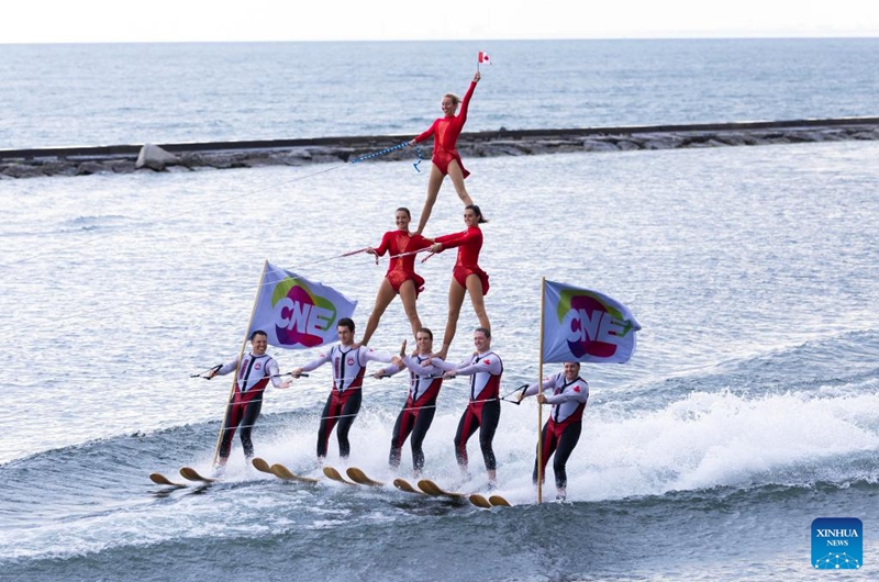 Water skiers perform during the Aquarama Water Ski Performance at the 2024 Canadian National Exhibition (CNE) in Toronto, Canada, on Aug. 17, 2024. Photo: Xinhua