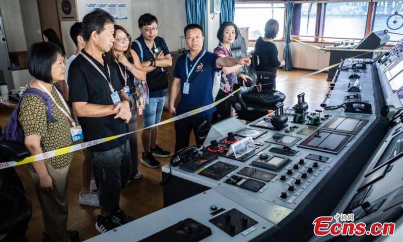 People visit the research vessel Tan Kah Kee docked at the Tsim Sha Tsui Pier in the Hong Kong Special Administrative Region, Aug. 18, 2024. Photo: China News Network
