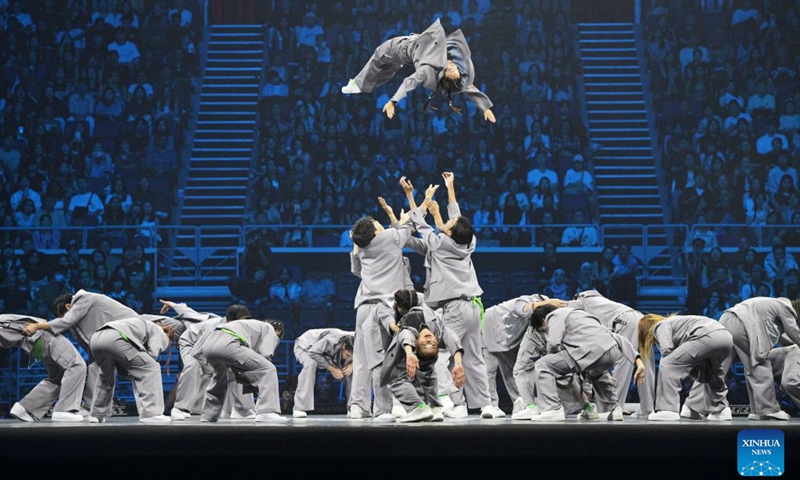 Bloc DeM Fam24 of Thailand competes during the 11th edition of Super 24 dance competition in the Singapore Indoor Stadium, Singapore, on Aug. 18, 2024. Photo: Xinhua