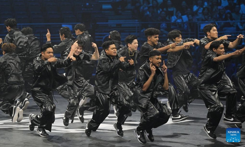 TeamHeart of Singapore competes during the 11th edition of Super 24 dance competition in the Singapore Indoor Stadium, Singapore, on Aug. 18, 2024. Photo: Xinhua