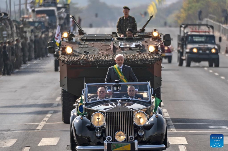 Brazilian President Luiz Inacio Lula da Silva (C) attends a military review during the celebration of the 202nd anniversary of Independence Day in Brasilia, Brazil, Sept. 7, 2024. Photo: Xinhua