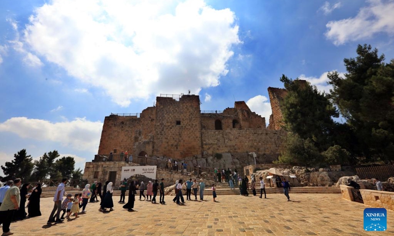 Tourists visit the historical Ajloun Castle in Ajloun, some 73 km north of Amman, Jordan, Sept. 6, 2024. Ajloun Castle, a 12th-century castle situated in northwestern Jordan, is now a tourist attraction featuring Arab military architecture. Photo: Xinhua