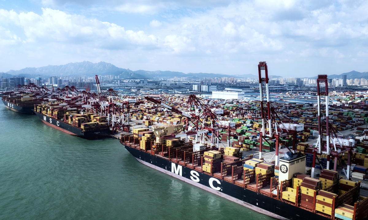 A view of the Qingdao Port on October 1, 2024 Photo: VCG