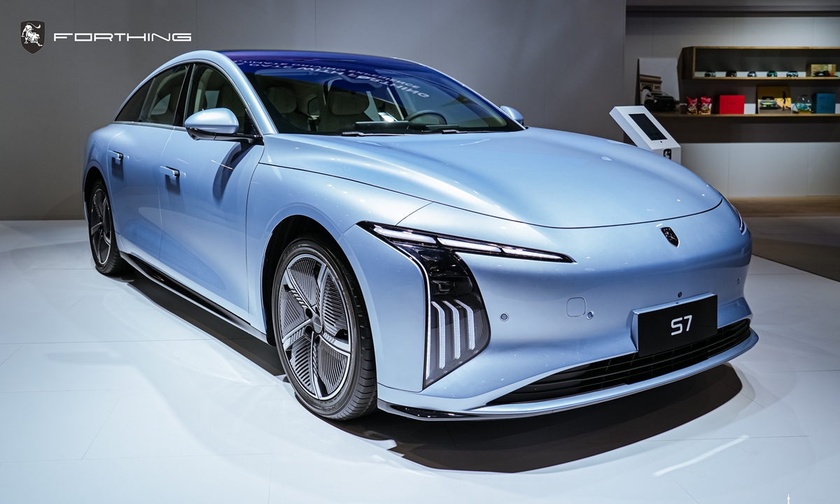 The pure electric sedan Forthing S7 Photo: Courtesy of Dongfeng Liuzhou Motor