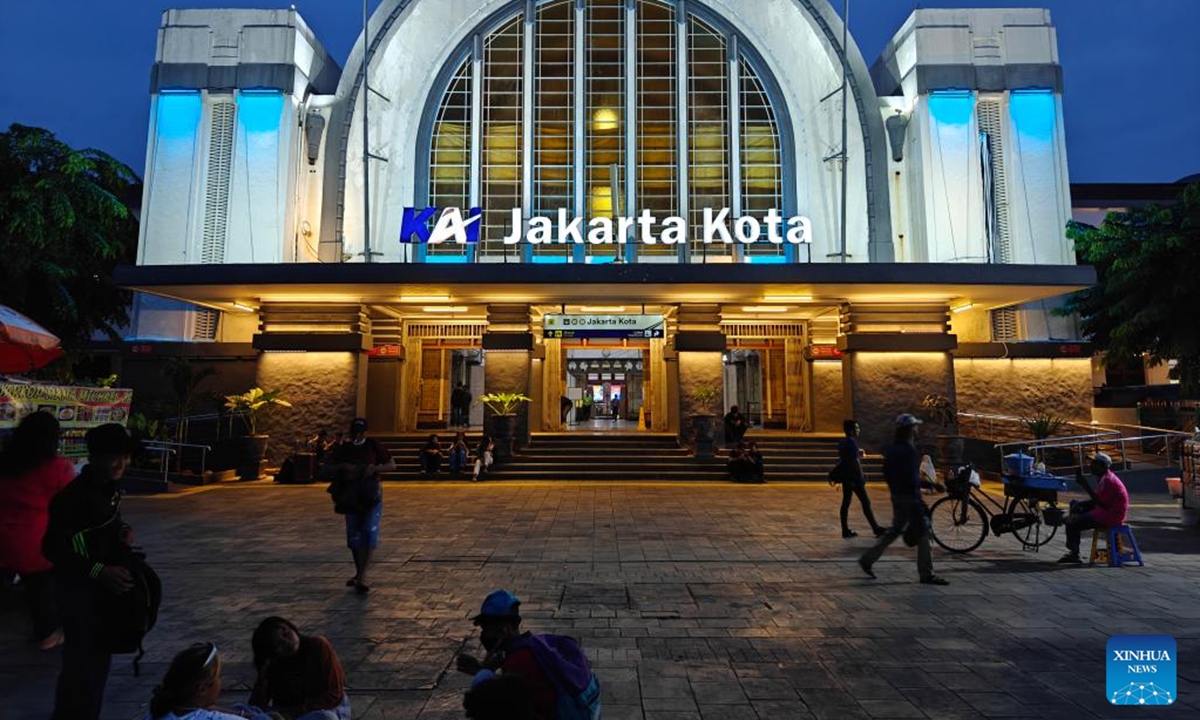 This photo taken with a mobile phone shows the Jakarta City Railway Station in Jakarta, Indonesia, Nov. 2, 2024. Located on the northwest coast of Java Island, Jakarta is the largest city in Indonesia and is currently the political, economic and cultural center of the country. (Photo: Xinhua)