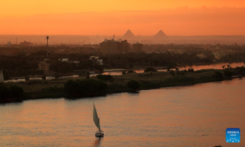This photo taken on Nov. 18, 2024 shows a view of the Nile River at sunset in Cairo, Egypt. (Photo: Xinhua)