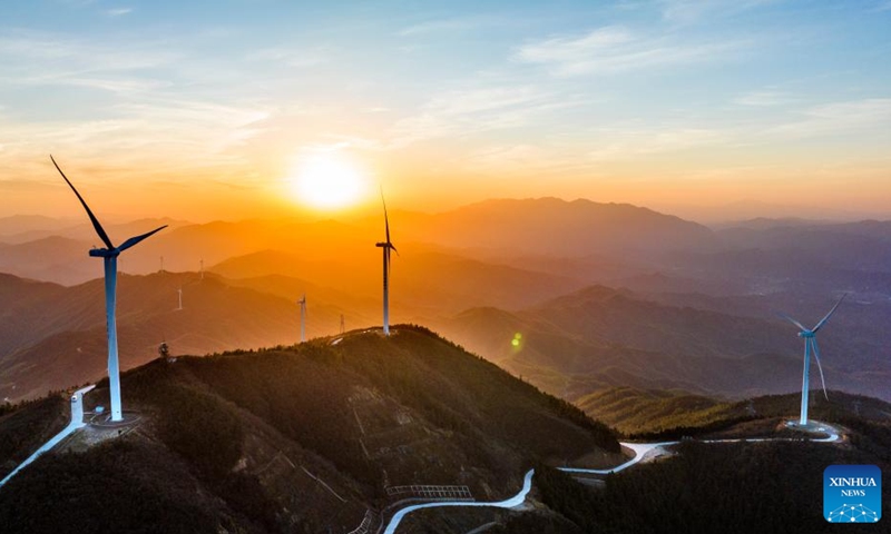 An aerial photo taken on Nov. 28, 2024 shows the scenery in Yongning Town of Tonggu County, Yichun City, east China's Jiangxi Province. Photo: Xinhua