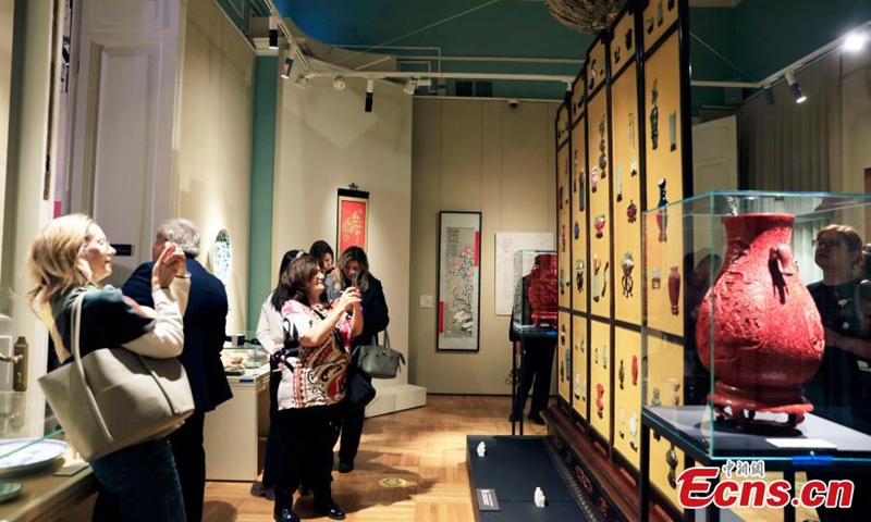 People view exhibits during a special exhibition to commemorate the 75th anniversary of the establishment of diplomatic ties between China and Russia at the State Museum of Oriental Art in Moscow, Russia, Dec. 4, 2024. Photo: China News Service