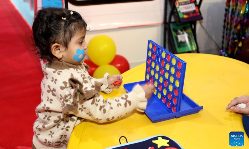 A child plays a game at the third edition of the International Festival for Iraqi Children in Baghdad, Iraq, on Dec. 3, 2024. Photo: Xinhua