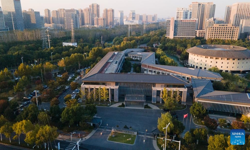 An aerial drone photo taken on Nov. 7, 2024 shows the Administrative Committee of Hefei Binhu Science City in Hefei, east China's Anhui Province. (Photo: Xinhua)