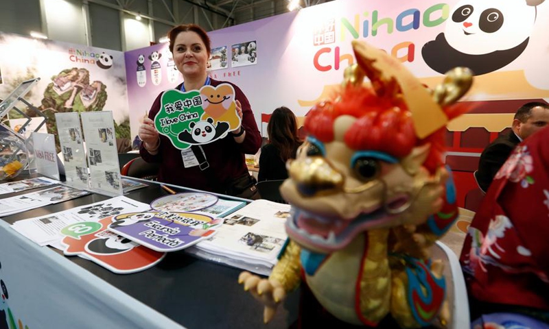 China's stand is pictured at the autumn edition of Romania's Tourism Fair in Bucharest, Romania, Nov. 22, 2024. China's stand attracted visitors at the Romania's Tourism Fair, which is held here from Nov. 21-24, as China has expanded its visa-free policy to nine additional countries including Romania, allowing their citizens to enter for up to 30 days without a visa for business, tourism, and other visits starting Nov. 30, 2024. Photo: Xinhua