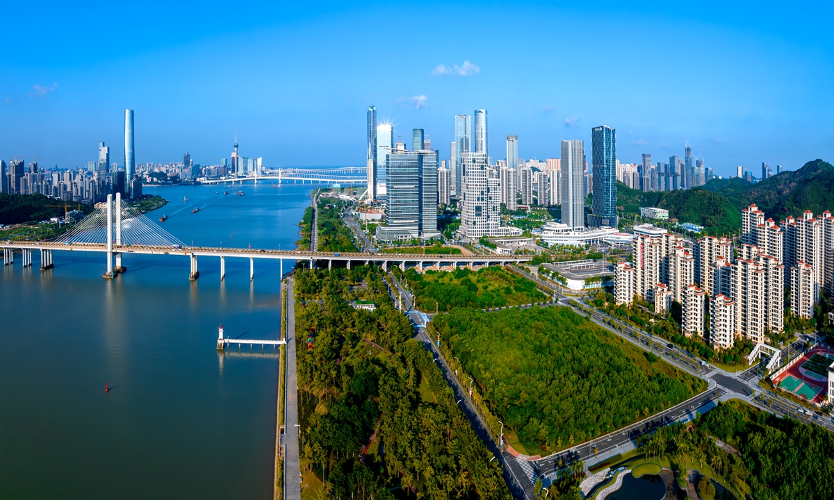 An aerial view of Guangdong-Macao In-Depth Cooperation Zone in Hengqin, Zhuhai, South China's Guangdong Province. Photo: VCG