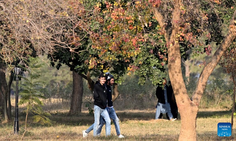 People walk at a park in early winter in Islamabad, Pakistan on Dec. 11, 2024. (Photo: Xinhua)