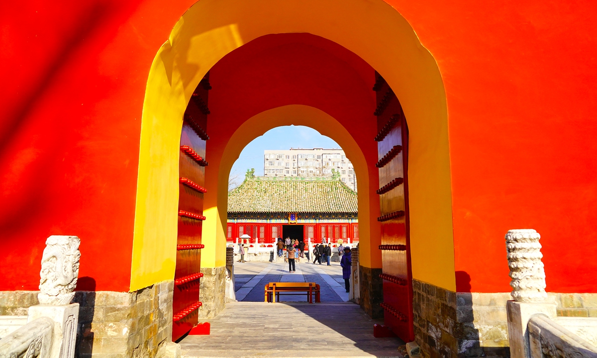 Visitors tour the Qingcheng Palace complex, a royal sacrificial venue along the historic central axis of Beijing, on December 24, 2024. The 560-year-old palace reopened to the public after restoration work on December 21, 2024. Photo: VCG