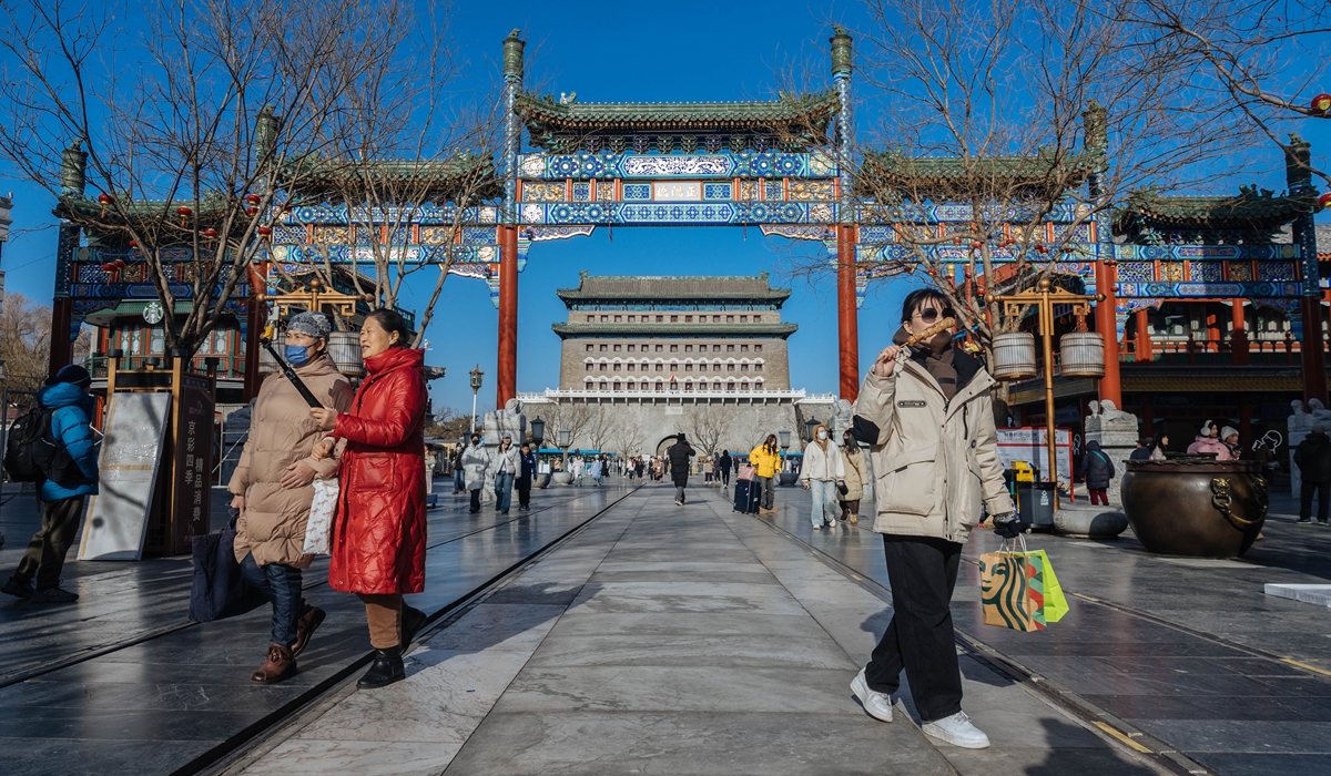 The Zhengyangmen Gate arrow tower, an important heritage site along Beijing's iconic Central Axis, reopens to the public on December 26 after more than 30 years of closure.  Photo: Li Hao/GT