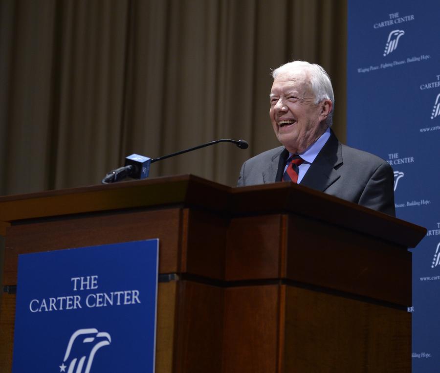 This file photo shows former U.S. President Jimmy Carter attending an event at the Carter Center in Atlanta, the United States, July 17, 2014. (Xinhua/Bao Dandan)