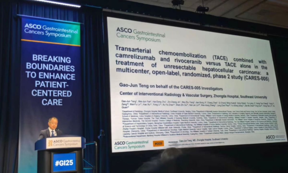Dr Gao-Jun Teng unveils the results on ASCO. Photo: courtesy of Hengrui Pharma