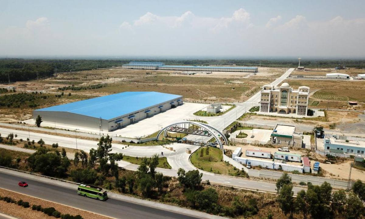 A drone photo taken on June 23, 2024 shows a view of Rashakai Special Economic Zone under the China-Pakistan Economic Corridor in Nowshera, Pakistan's northwest Khyber Pakhtunkhwa (KP) province.  (Xinhua/Ahmad Kamal)