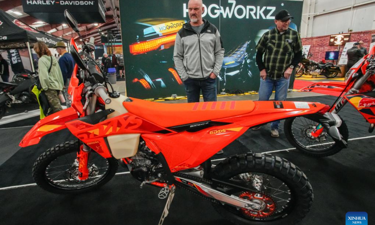 People visit the Vancouver Motorcycle and Powersport Show in Abbotsford, British Columbia, Canada, Jan. 17, 2025. The three-day event kicked off here on Friday. (Photo: Xinhua)