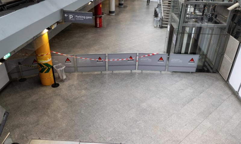 Certain area of the Strasbourg central railway station is closed following a collision of two trams in Strasbourg, France, on Jan. 12, 2025. (Photo by Genevieve Engel/Xinhua)